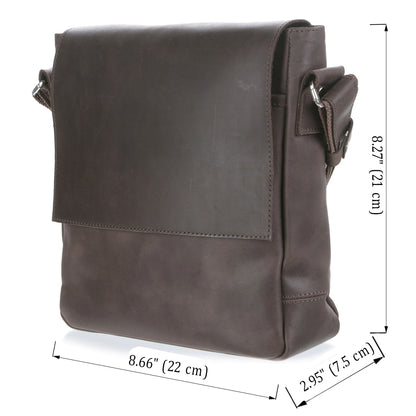 Leather Messenger Bag SHVIGEL 00884 Brown Natural Leather Made in Ukraine