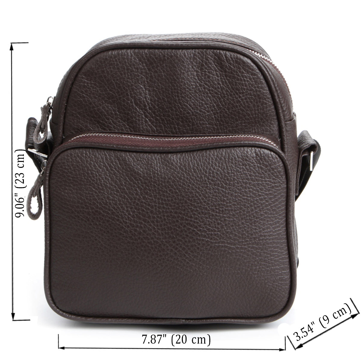 Leather Messenger Bag SHVIGEL 00899 Brown Genuine Leather, Made in Ukraine