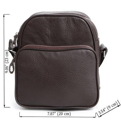 Leather Messenger Bag SHVIGEL 00899 Brown Genuine Leather, Made in Ukraine