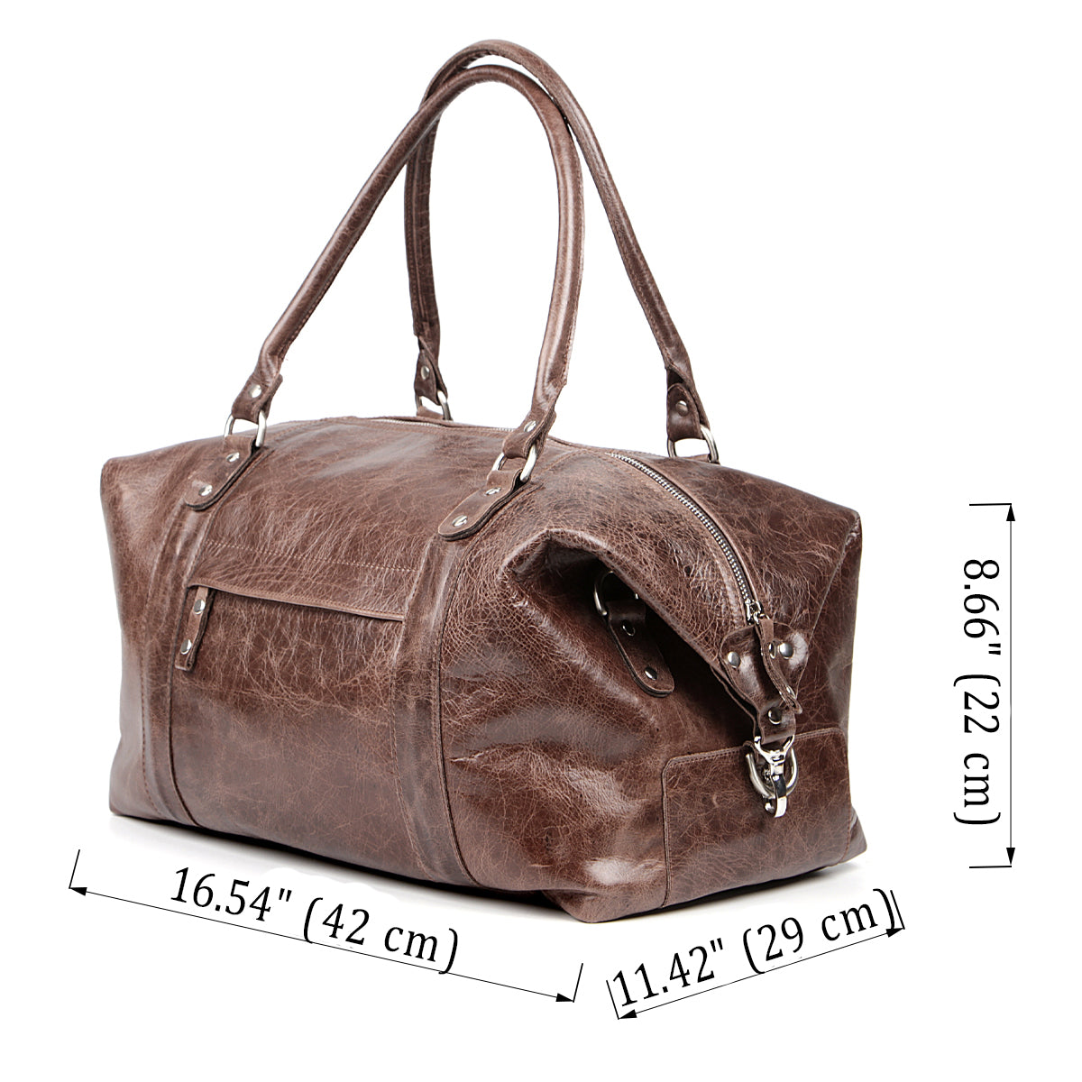 Brown SHVIGEL Travel Bag 00905 - Genuine Leather, Made in Ukraine