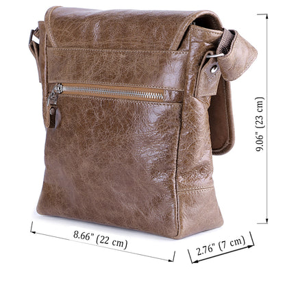 Leather Bag SHVIGEL 00918 Brown Genuine Cowhide Handmade in Ukraine