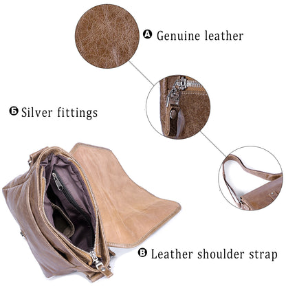Leather Bag SHVIGEL 00918 Brown Genuine Cowhide Handmade in Ukraine