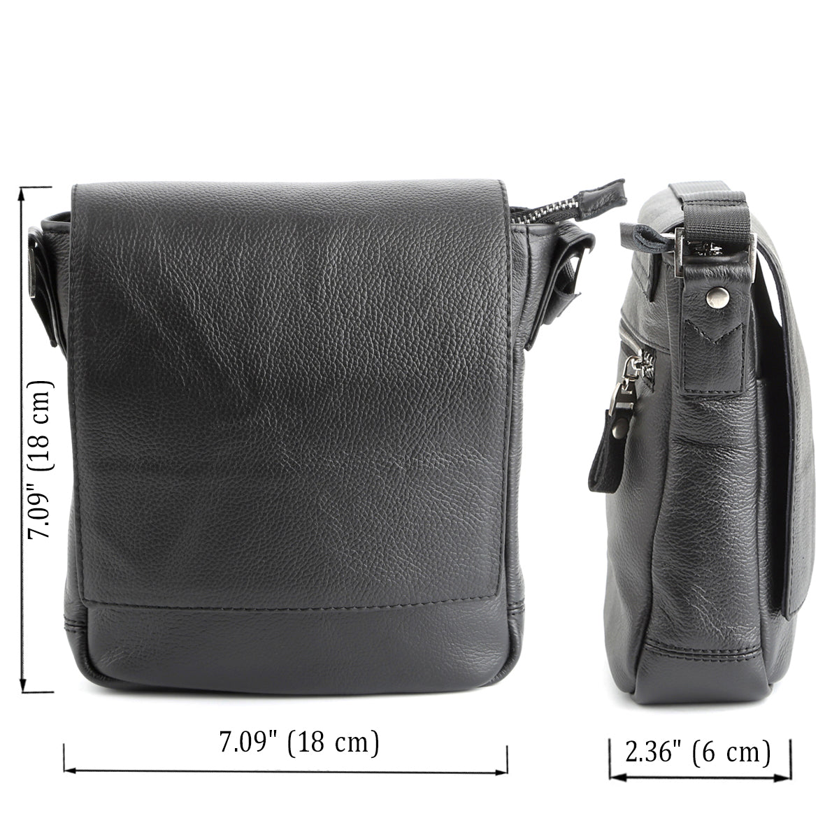Black Messenger Bag SHVIGEL 00964 | Genuine Leather | Made in Ukraine