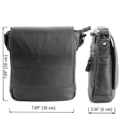 Black Messenger Bag SHVIGEL 00964 | Genuine Leather | Made in Ukraine
