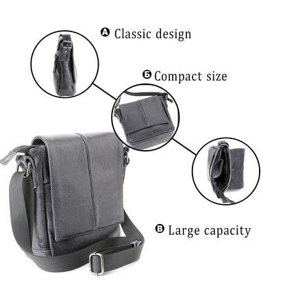 Messenger Bag SHVIGEL 00965 Blue Genuine Leather Made in Ukraine Stylish Design