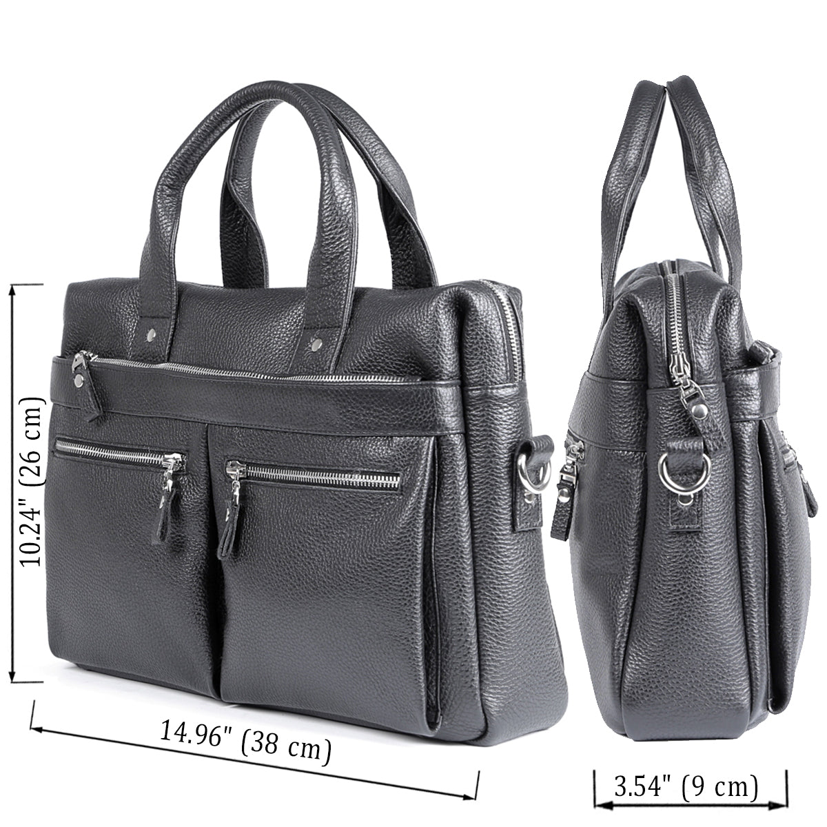 Leather Laptop Bag SHVIGEL 00975 Black, Made in Ukraine, Premium Natural Leather