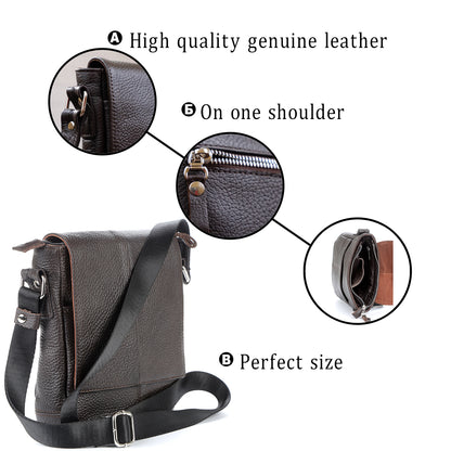 Leather Bag SHVIGEL 00977 Brown - Premium Natural Leather, Made in Ukraine