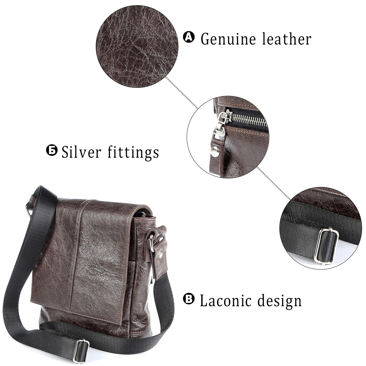 Genuine Leather Bag SHVIGEL 00979 Brown - Made in Ukraine, Stylish & Durable