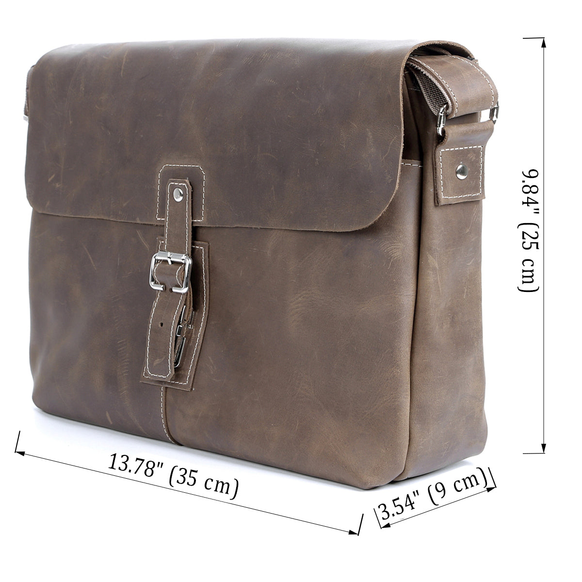 Vintage Leather Bag SHVIGEL 00980 Brown Natural Leather Handmade in Ukraine