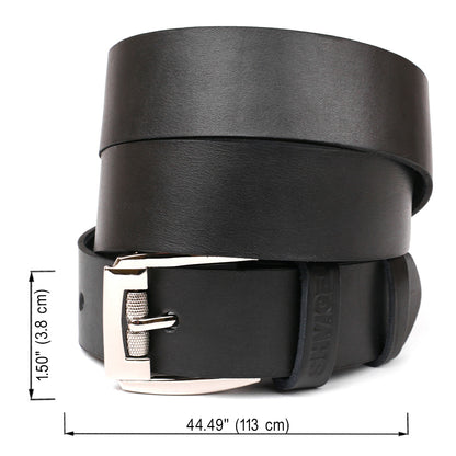 Men's Leather Belt SHVIGEL 10084 Black Genuine Leather Made in Ukraine