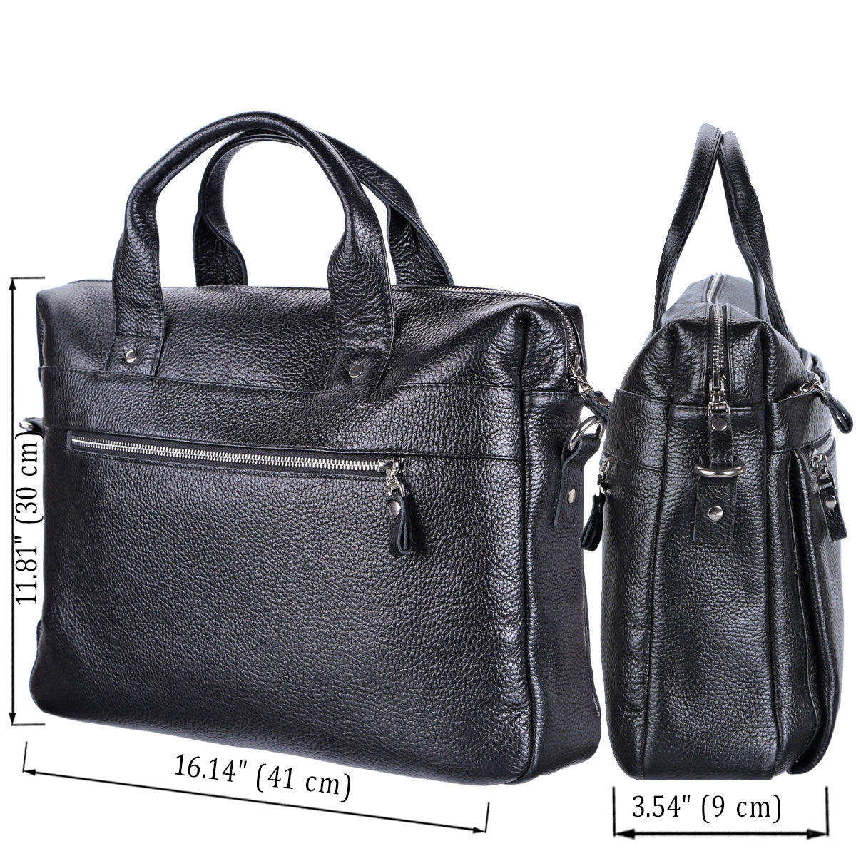 Laptop Bag SHVIGEL 11000 Black Genuine Leather Stylish Design for Professionals