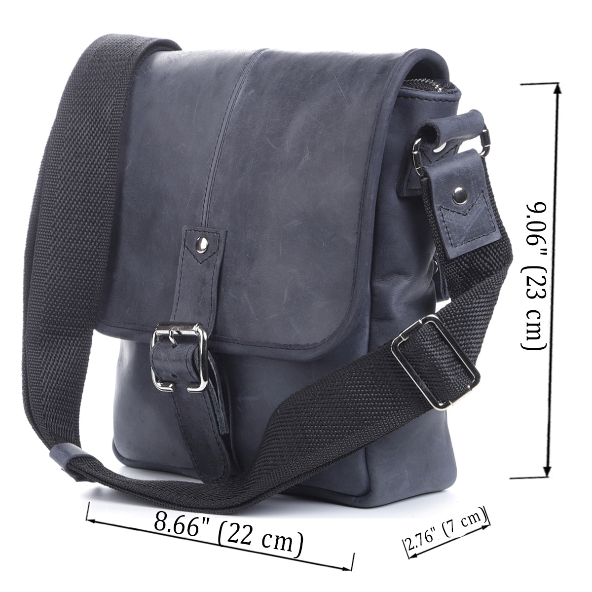 Natural Leather Handbag SHVIGEL 11015 Blue - Ukrainian Quality Craftsmanship
