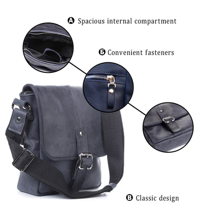 Natural Leather Handbag SHVIGEL 11015 Blue - Ukrainian Quality Craftsmanship