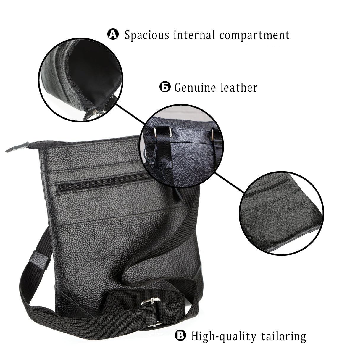 Leather Handbag SHVIGEL 11025 Black Genuine Leather from Ukraine, Stylish Design