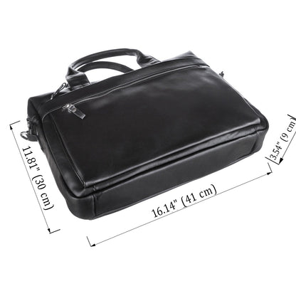 Laptop Bag SHVIGEL 11036 Black Genuine Leather Suitable for Daily Use