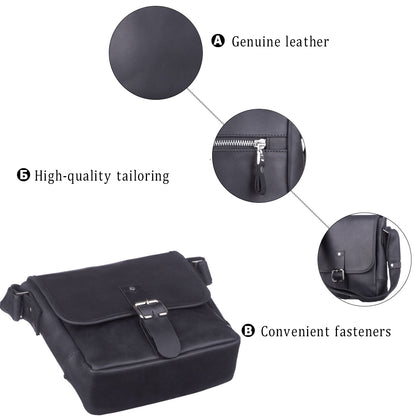 SHVIGEL Leather Bag 11037 Black - Genuine Ukrainian Leather, Stylish Design