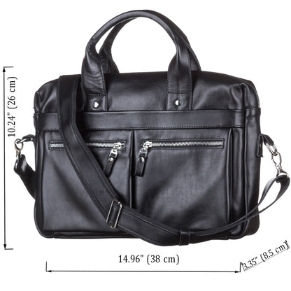 Laptop Bag SHVIGEL 11041 Black Genuine Leather Handmade in Ukraine