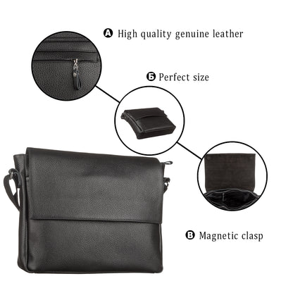 Leather Bag SHVIGEL 11043 Black - Made in Ukraine, Genuine Leather Material, Stylish Design