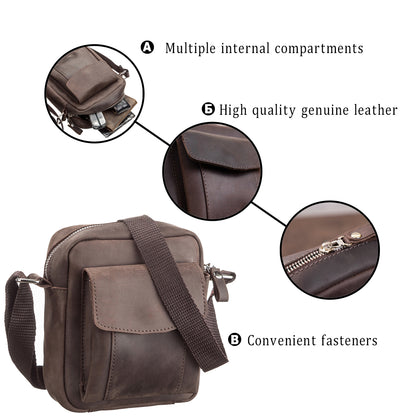 Vintage Leather Bag SHVIGEL 11077 Brown Natural Leather Handmade in Ukraine