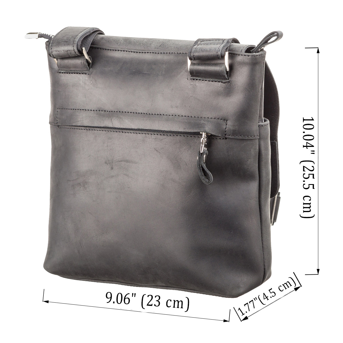 Vintage Leather Bag SHVIGEL 11078 Black Natural Leather Made in Ukraine