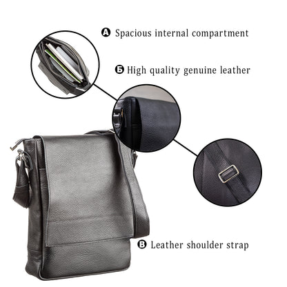 Leather Bag SHVIGEL 11080 Black Made in Ukraine, Genuine Leather Material