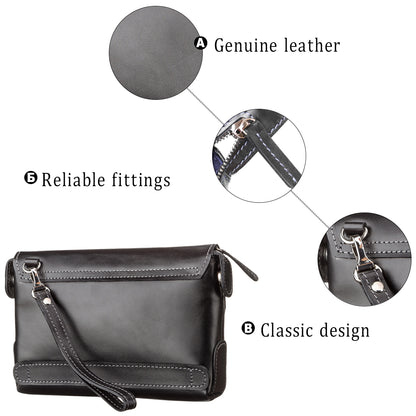 Men's Leather Clutch SHVIGEL 11084 Black Natural Leather Made in Ukraine