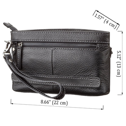 Men's Leather Clutch SHVIGEL 11087 Black Natural Leather Handmade in Ukraine