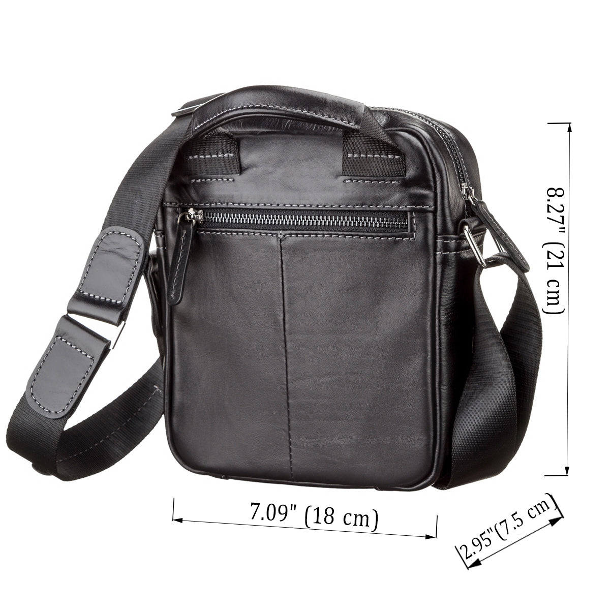 Men's Leather Bag SHVIGEL 11088 Black Natural Leather Ukraine Made Quality