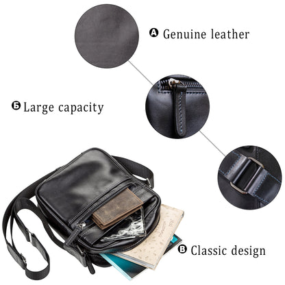 Men's Leather Bag SHVIGEL 11088 Black Natural Leather Ukraine Made Quality