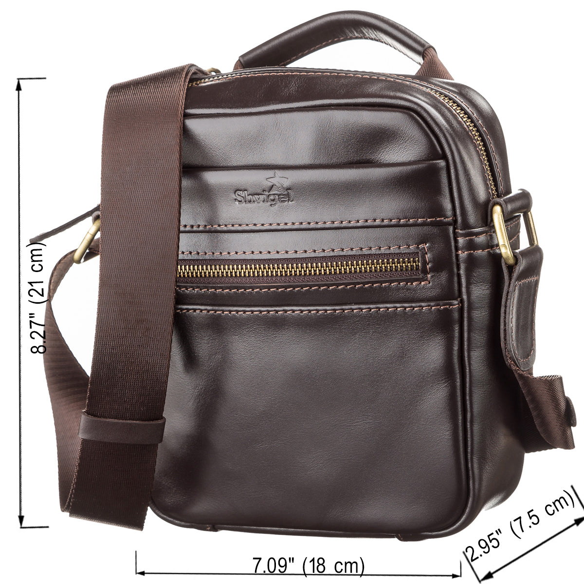 Leather Men's Bag SHVIGEL 11089 Brown Genuine Leather Made in Ukraine