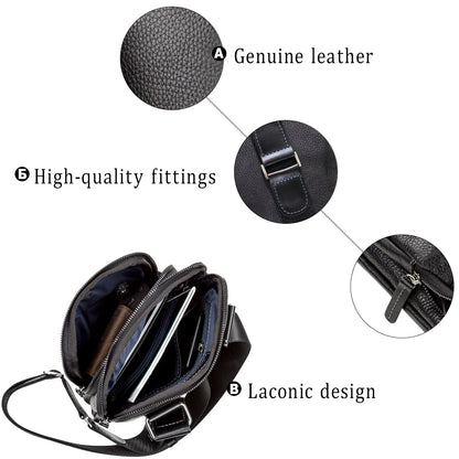 Men's Leather Bag SHVIGEL 11090 Genuine Black Leather Durable Design