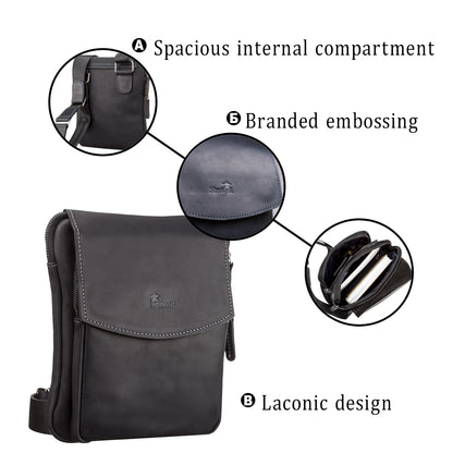 Men's Leather Bag SHVIGEL 11092 Black Genuine Leather from Ukraine, Stylish and Durable