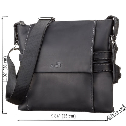 Men's Leather Bag SHVIGEL 11096 Black Genuine Leather Made in Ukraine