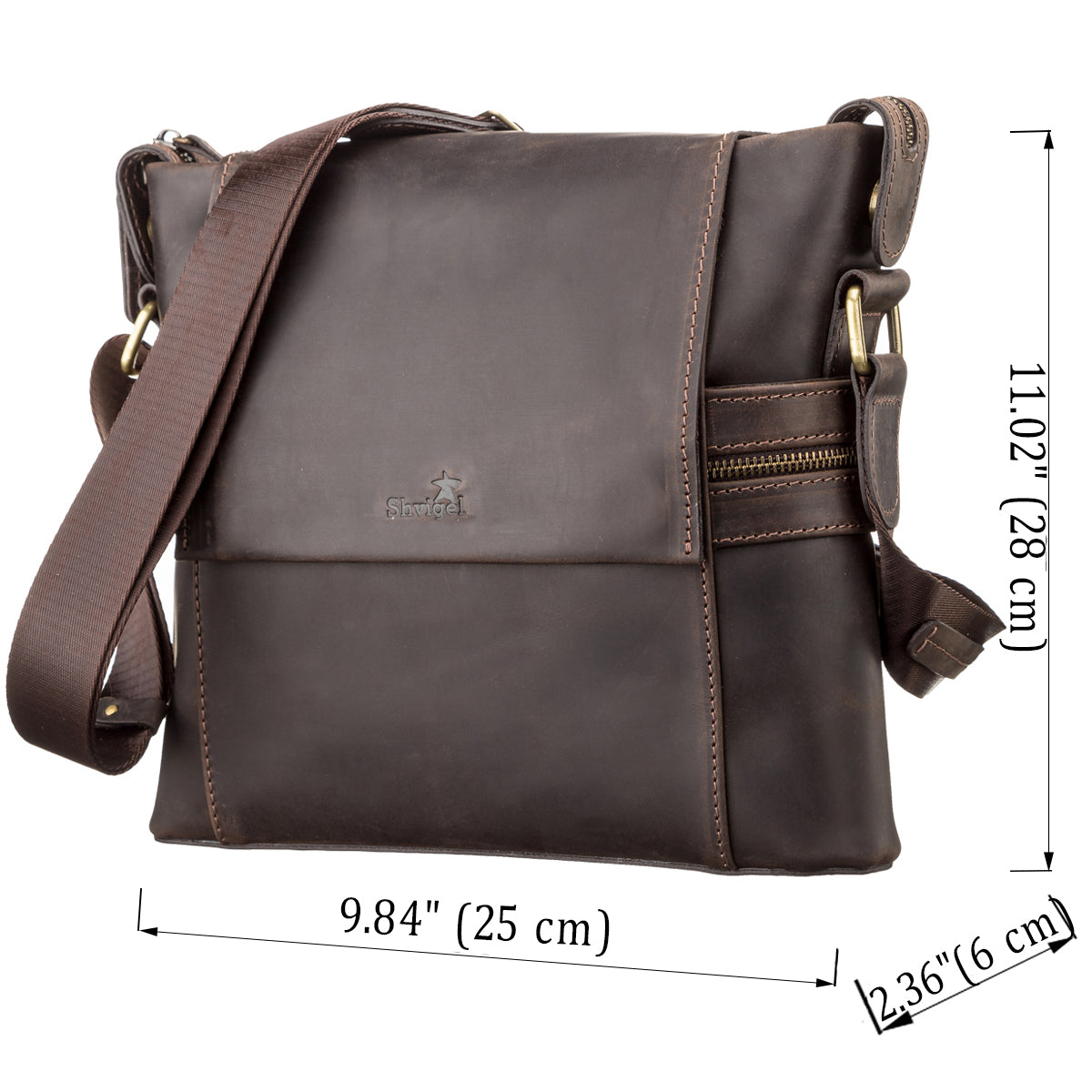 Men's Leather Bag SHVIGEL 11097 Brown Genuine Leather Made in Ukraine
