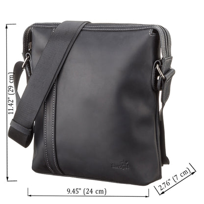 Men's Leather Bag SHVIGEL 11098 Black Natural Leather Made in Ukraine