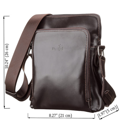 Men's Leather Bag SHVIGEL 11100 Brown Natural Leather Handcrafted in Ukraine