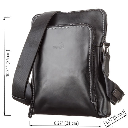 Men's Leather Bag SHVIGEL 11101 Black Genuine Leather Handmade in Ukraine