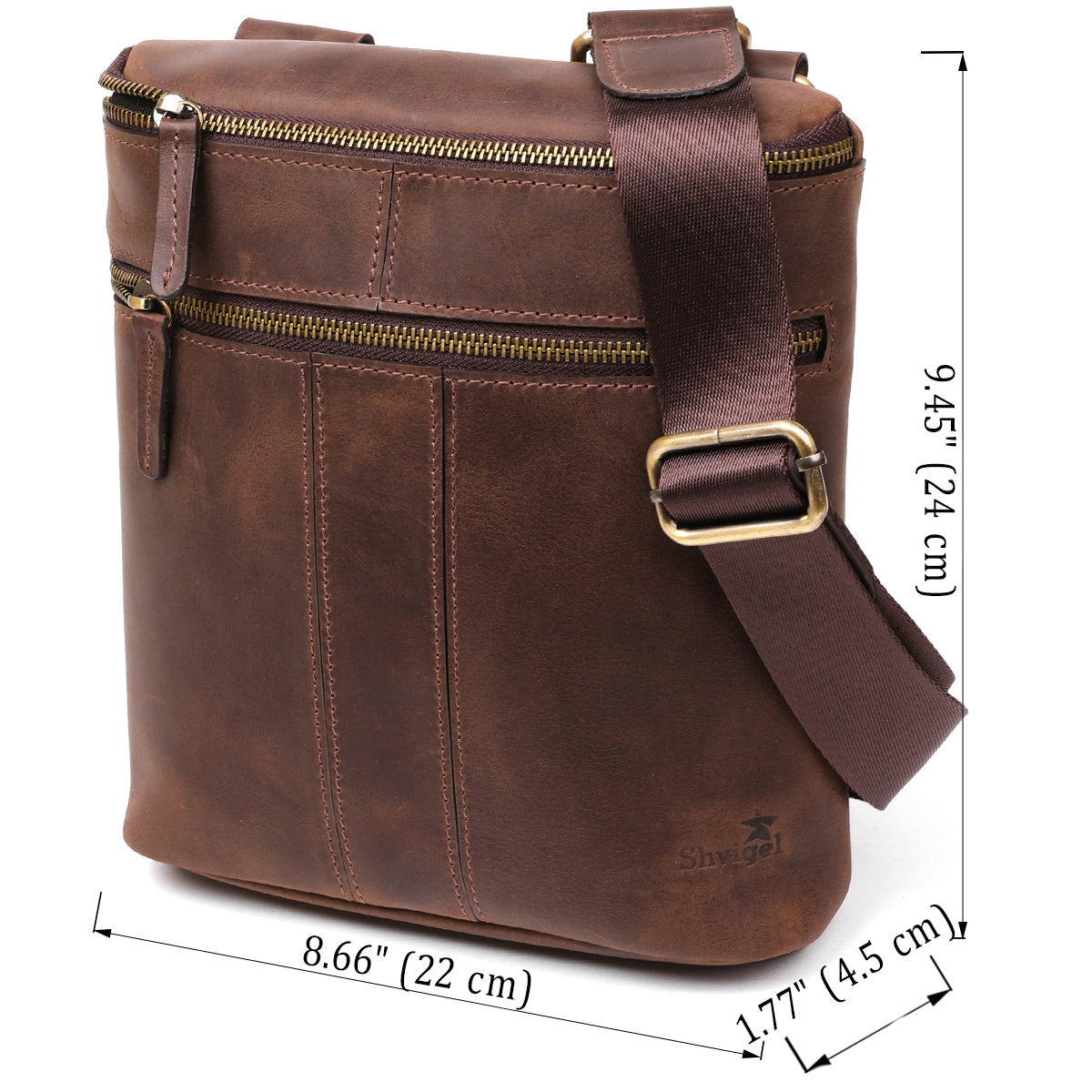 Men's Leather Bag SHVIGEL 11103 Brown Genuine Leather Made in Ukraine
