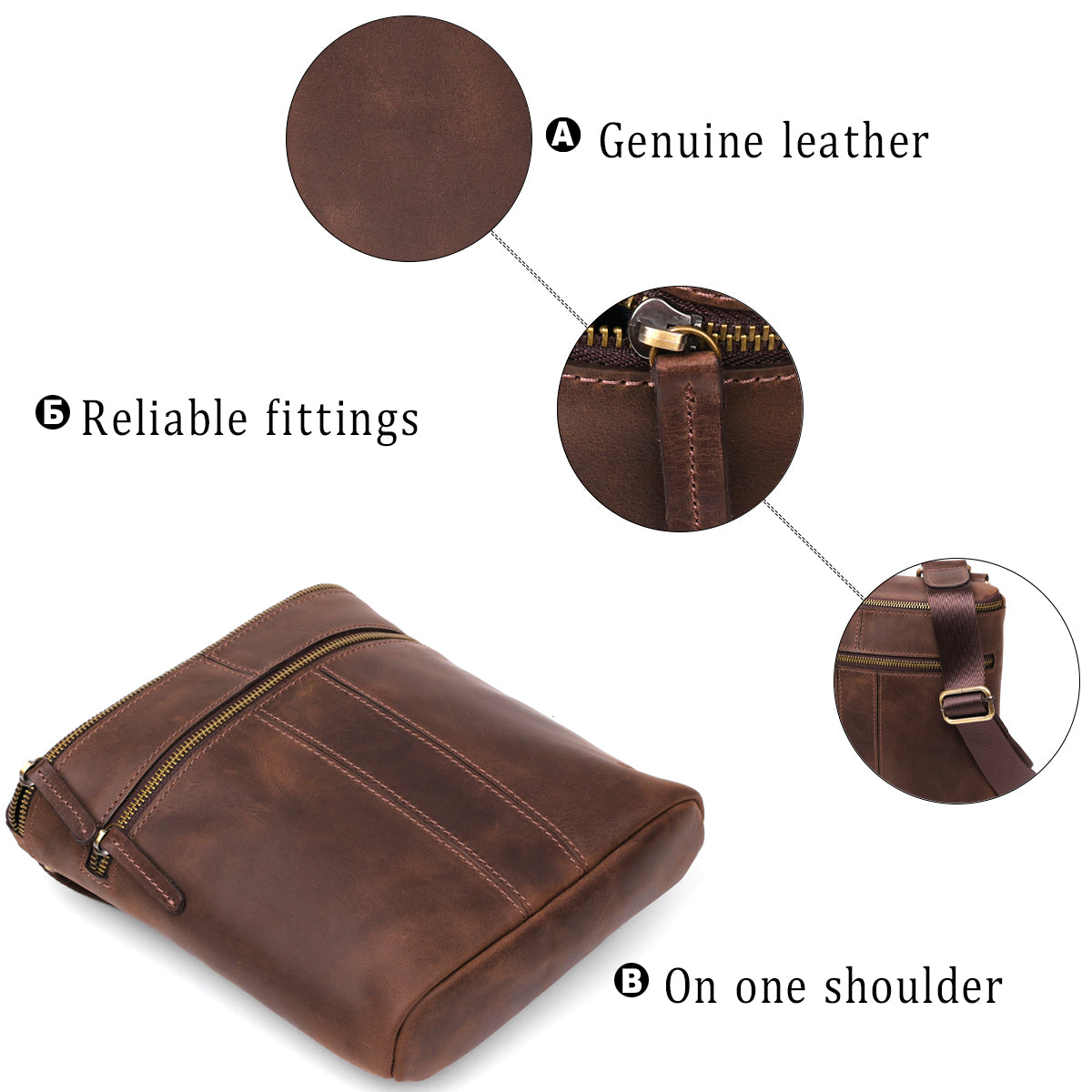Men's Leather Bag SHVIGEL 11103 Brown Genuine Leather Made in Ukraine