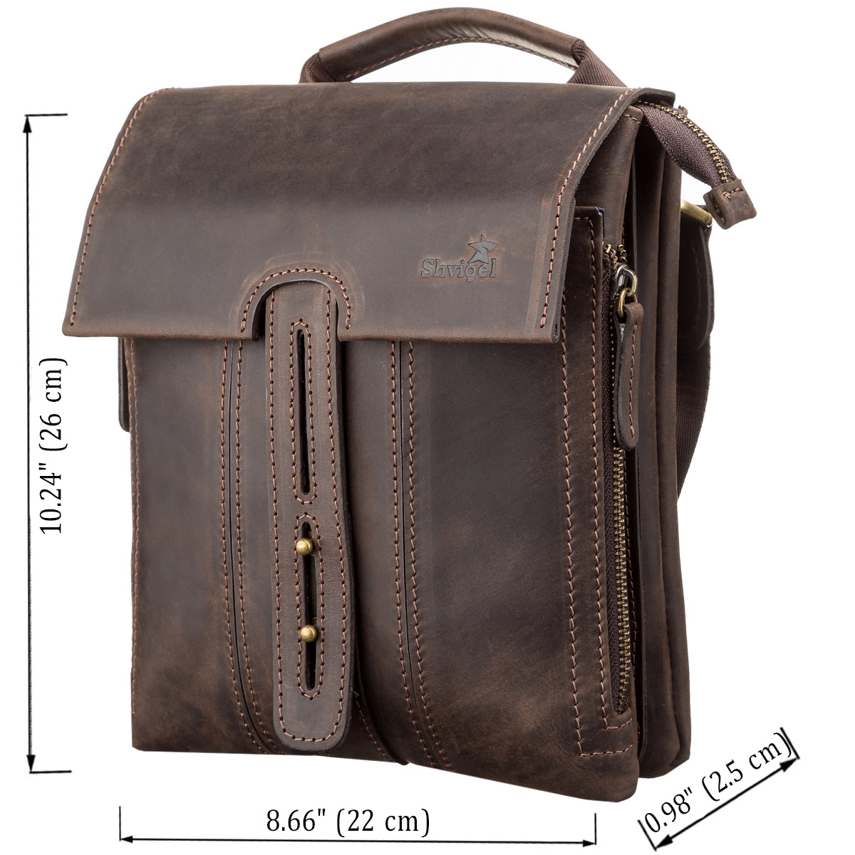Men's Leather Bag SHVIGEL 11104 Brown Genuine Leather, Stylish and Durable Design