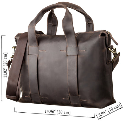 Men's Leather Bag SHVIGEL 11105 Brown Natural Leather Ukraine Crafted Design
