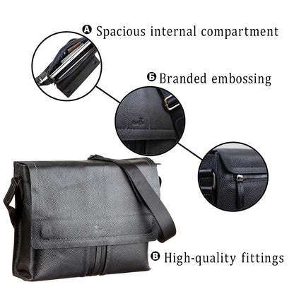 Men's Leather Bag SHVIGEL 11106 Black Genuine Leather Durable Design