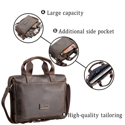 Men's Leather Bag SHVIGEL 11108 Brown Genuine Leather Stylish Design Ukraine