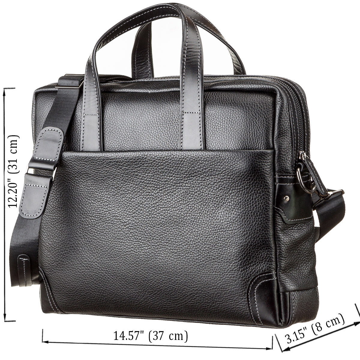 Leather Laptop Bag SHVIGEL 11110 Black Natural Leather Made in Ukraine