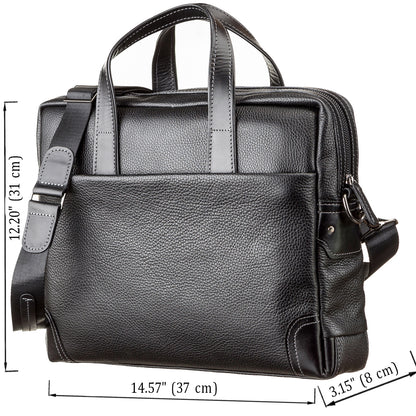 Leather Laptop Bag SHVIGEL 11110 Black Natural Leather Made in Ukraine