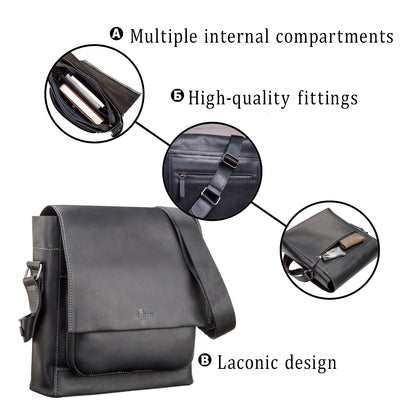 Men's Leather Bag SHVIGEL 11112 Black Genuine Leather from Ukraine