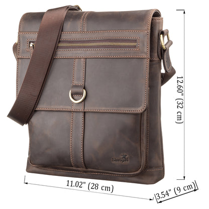 Men's Leather Bag SHVIGEL 11113 Brown Genuine Leather Handmade in Ukraine