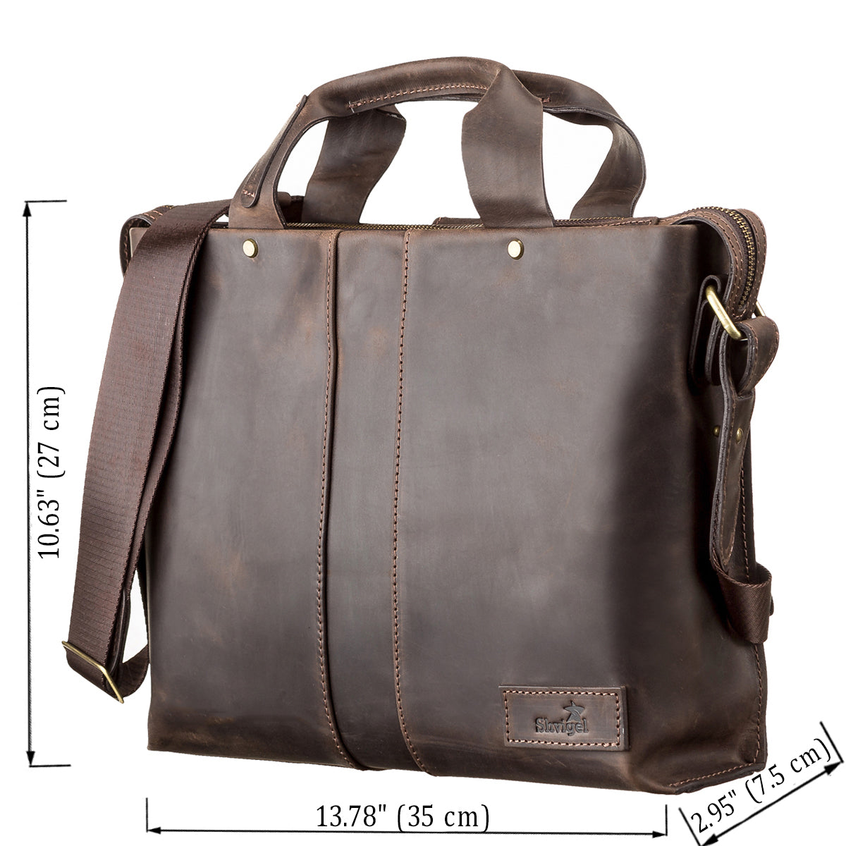 Men's Leather Bag SHVIGEL 11115 Brown Natural Leather Made in Ukraine
