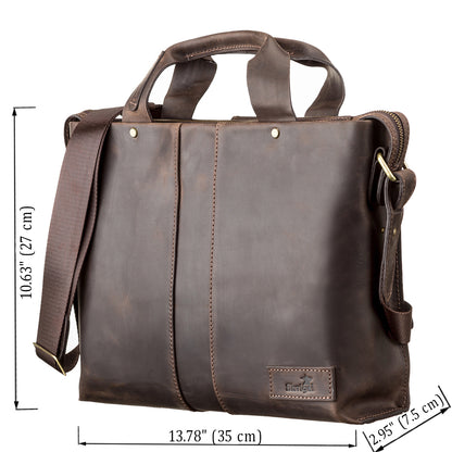 Men's Leather Bag SHVIGEL 11115 Brown Natural Leather Made in Ukraine