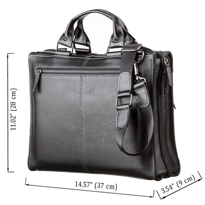 Men's Leather Bag SHVIGEL 11116 Black High-Quality Natural Leather from Ukraine